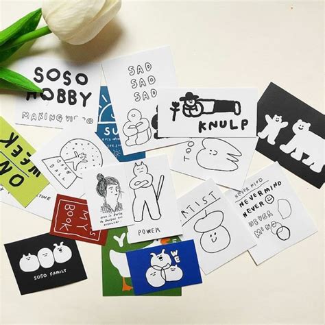 17/pcs Cute Drawing Stickers With Words Cute Illustration - Etsy