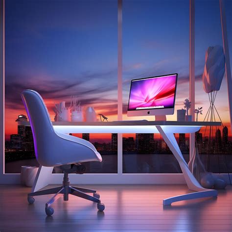 Premium AI Image | View of 3D Modern desk and chair office comfortable room Illustration