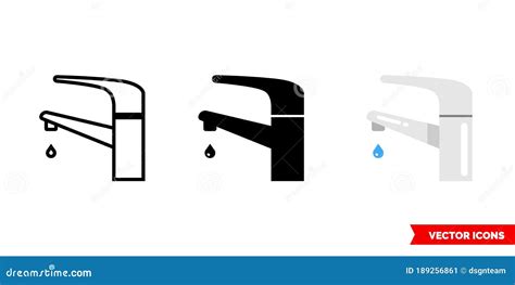 Faucet Icon of 3 Types. Isolated Vector Sign Symbol. Stock Vector ...