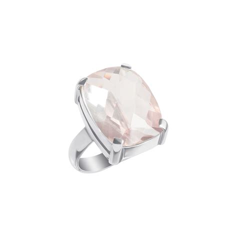 Anillo rectangular de cuarzo rosa - Sarah Kosta