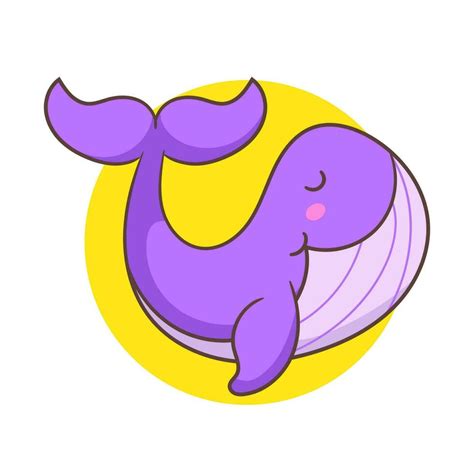 Cute purple whale cartoon vector illustration. Adorable and kawaii animal concept design ...