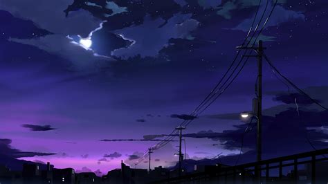 Power Lines Moon Anime Quite Night 4k Wallpaper,HD Artist Wallpapers,4k Wallpapers,Images ...