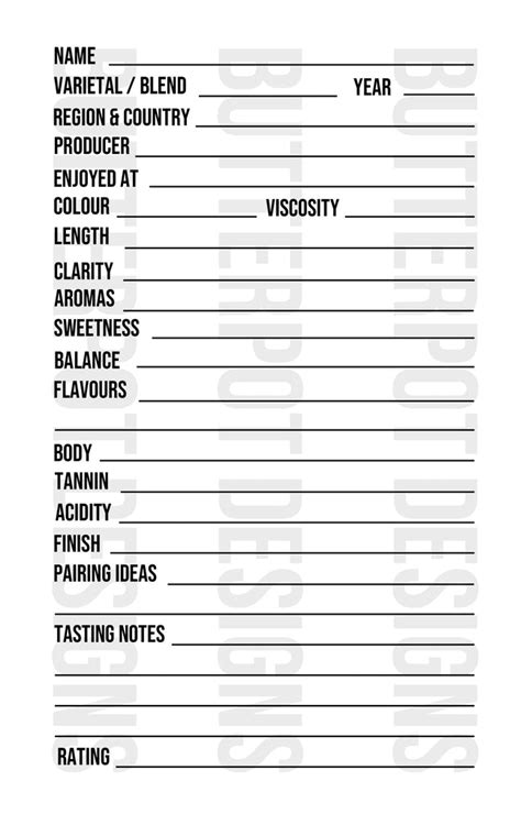 Tasting Notes Journal – Butterpot Designs