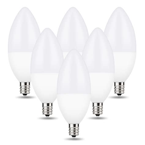 E12 LED Candelabra Light Bulbs, 6W, 60 Watt Incandescent Equivalent ...