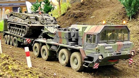 AWESOME RC SCALE ARMY MODEL TRUCK "FAUN SLT ELEFANT" WITH TANK TRANSPORT IN MOTION - YouTube