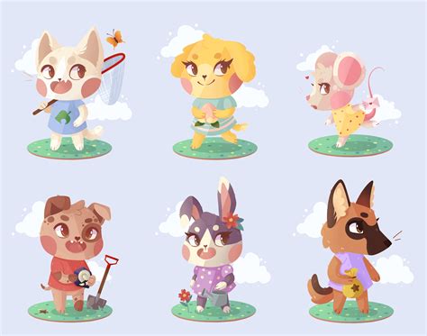 Drew my friend's pets as Animal Crossing characters