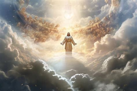 God in Heaven, Surrounded by Clouds and Rays of Light. the Artwork ...