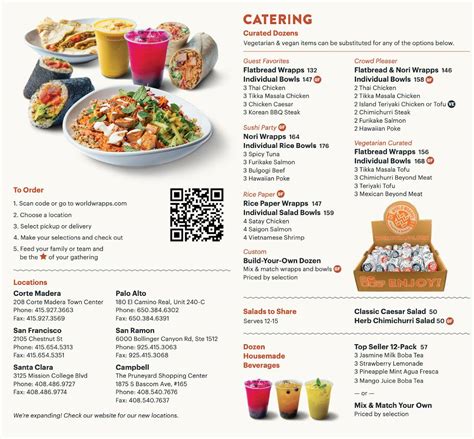 Menu at World Wrapps restaurant, Campbell