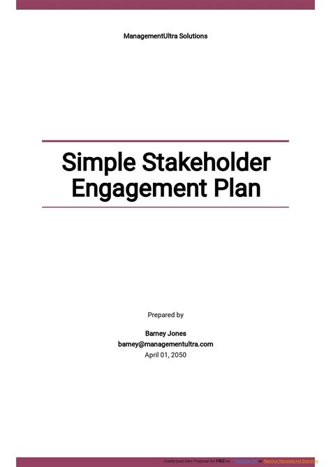 Free Simple Stakeholder Engagement Plan Template - Google Docs, Word ...