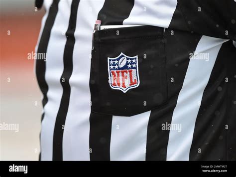 A general view of the shirt and NFL logo of referee Gene Steratore before an NFL game between ...