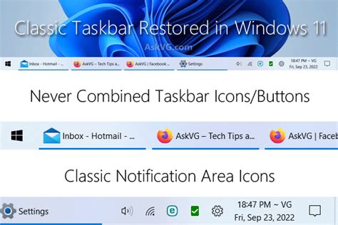 How to Restore or Enable Classic Taskbar in Windows 11 (All Versions ...