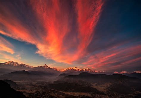 Wallpaper : mountains, sunset, sunrise, evening, horizon, atmosphere, panorama, dusk, Tibet ...
