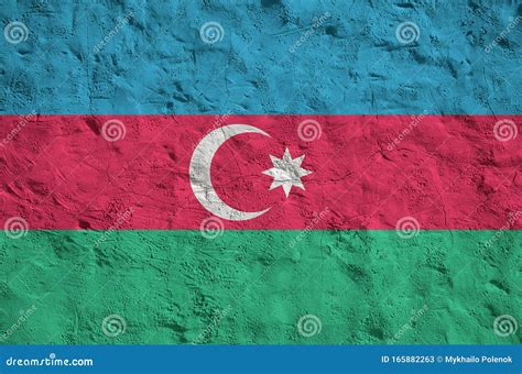 Azerbaijan Flag Depicted in Bright Paint Colors on Old Relief ...