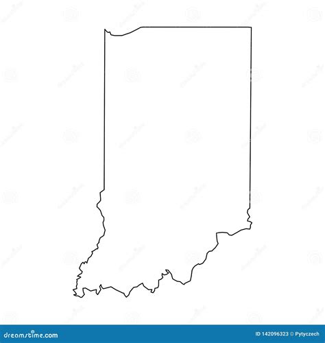 Indiana, State of USA - Solid Black Outline Map of Country Area. Simple ...