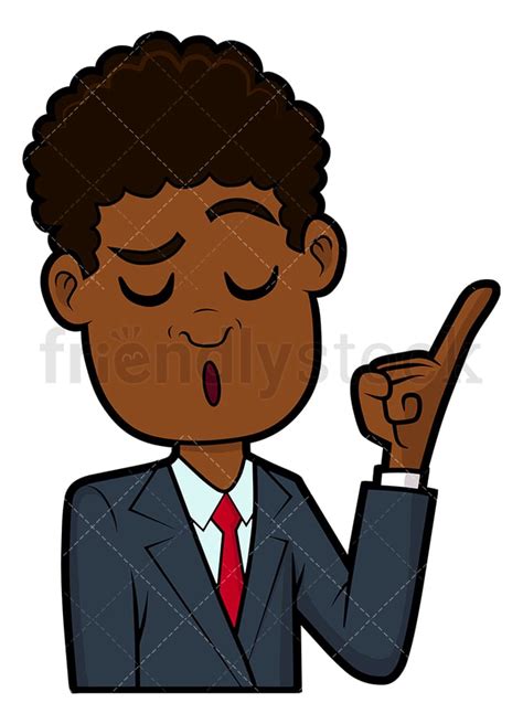 Black Businessman Making Statement Vector Cartoon - FriendlyStock