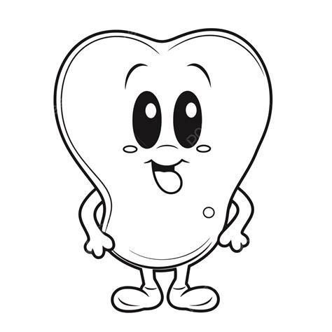 Cartoon Tooth Coloring Page Outline Sketch Drawing Vector, Kidney Drawing, Kidney Outline ...