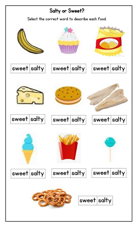 Salty or Sweet? - Interactive worksheet | Worksheets for kids, English lessons for kids ...