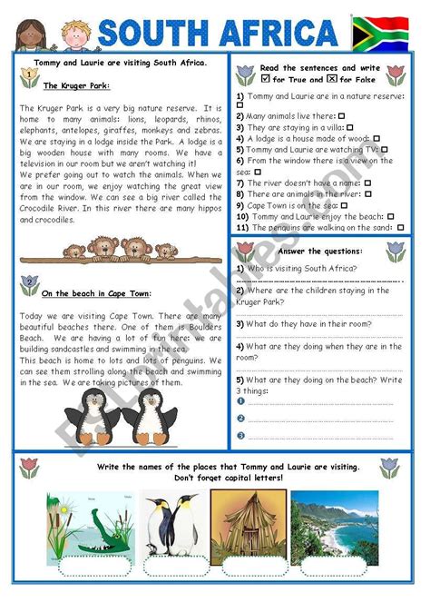 ENGLISH-SPEAKING COUNTRY (17) SOUTH AFRICA - ESL worksheet by Aimee/S.