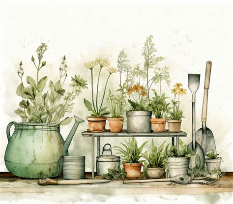 Watercolor Herb Garden Art Free Stock Photo - Public Domain Pictures