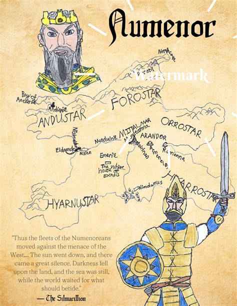 Illustrated Map of Numenor - Etsy