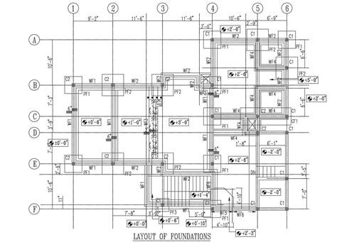 Stone Masonry Foundation Layout Plan Autocad Drawing Dwg