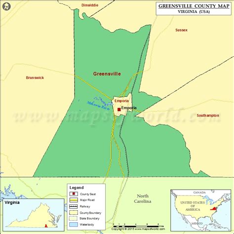 Greensville County Map, Virginia