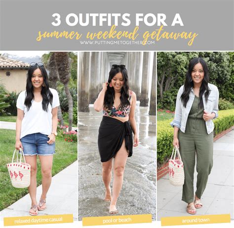 3 Summer Weekend Getaway Outfits - Relaxing, Swimming, and Exploring