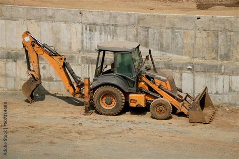 JCB parked at construction site in India Stock Photo | Adobe Stock