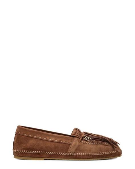 Fendi Fringed O'lock Loafers in Brown for Men | Lyst