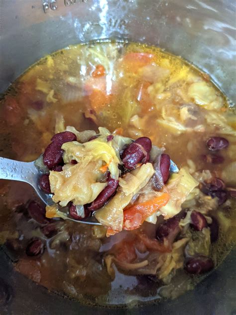 Dark Red Kidney Beans Cabbage Soup In Instant Pot