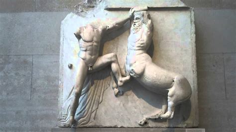 Parthenon Metopes south XXVI the centaur rears up to strike the Lapith British Museum London ...