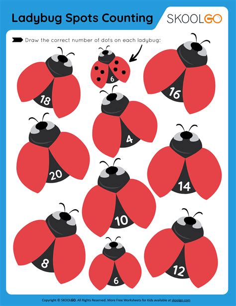 Ladybug Spots Counting - Free Worksheet - SKOOLGO - Worksheets Library