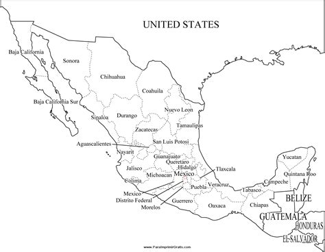 Mapa de México con nombres