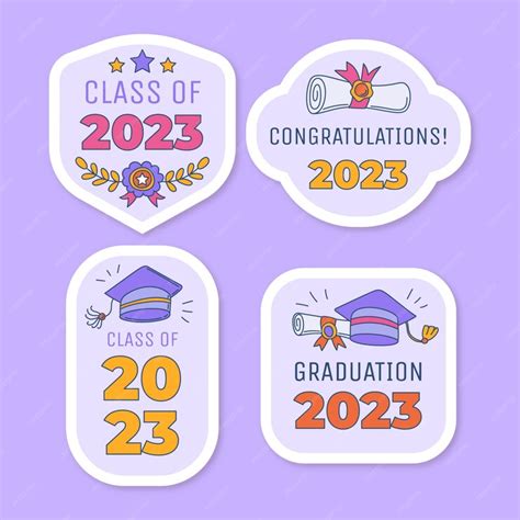 Free Vector | Hand drawn badges collection for class of 2023 graduation