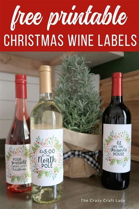 Free Christmas Wine Labels for Bottles - 8 Printables - The Crazy Craft Lady