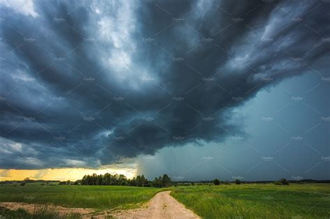 Supercell storm clouds with intense featuring weather, tornado, and ...