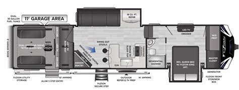 Fuzion Toy Hauler Fifth Wheels - Model 369 Floorplan - Keystone RV in 2021 | Floor plans, Toy ...