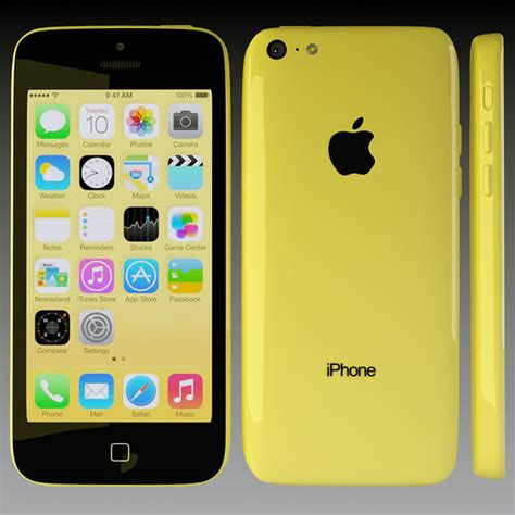 3d apple iphone 5c yellow model