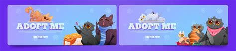 Set of adopt me cartoon banners with cats 15917555 Vector Art at Vecteezy