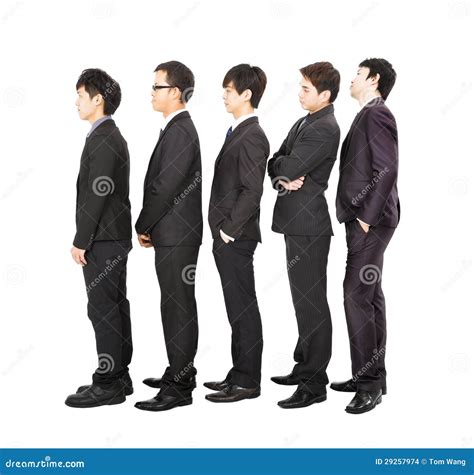 Business People Standing in a Line Stock Photo - Image of five, asian: 29257974