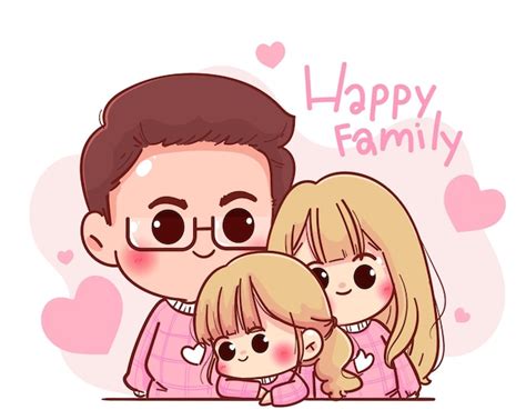 Premium Vector | Happy family character cartoon illustration