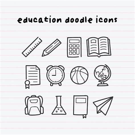 Premium Vector | Education Doodle Icons on Paperline