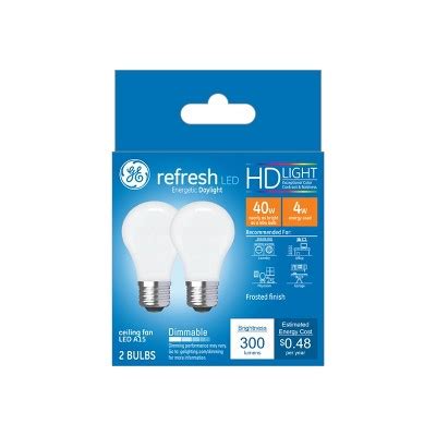 Ge 2pk 4w 40w Equivalent Refresh Led Hd Ceiling Fan Light Bulbs White : Target