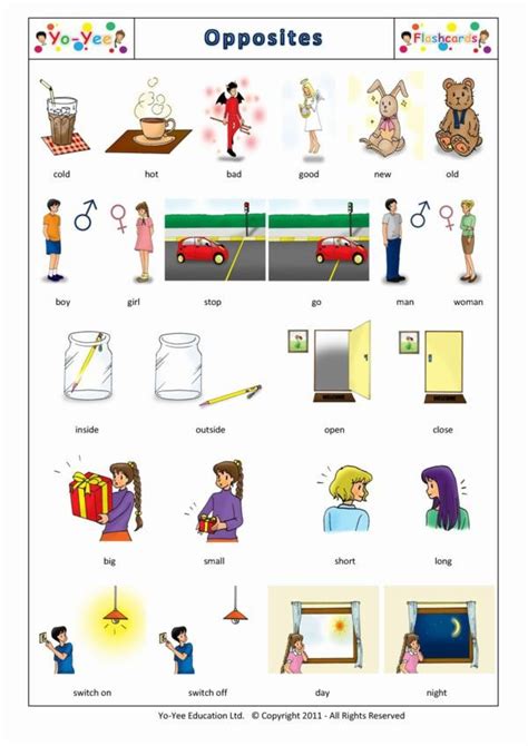 Opposites flashcards in French for children | Opposés