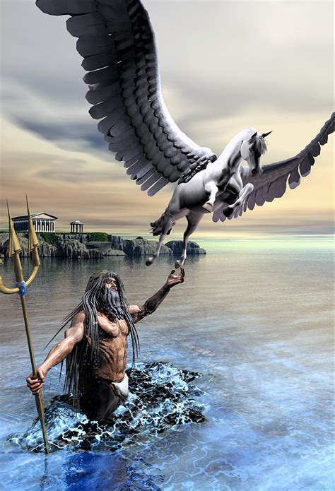 Poseidon And Pegasus Digital Art by Joseph Soiza