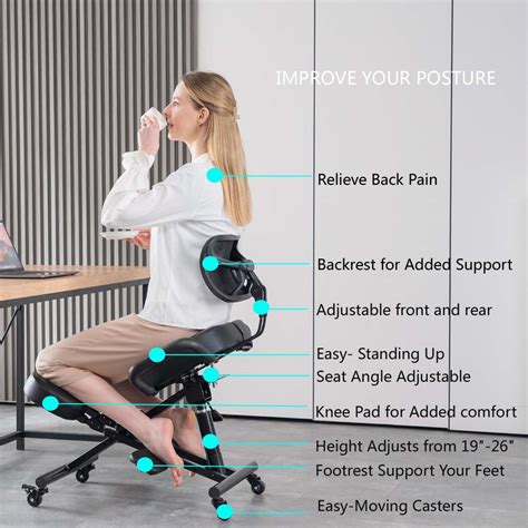 Kneeling Chair with Back Support, Adjustable Desk Chair for Home and O – YOOMEMM