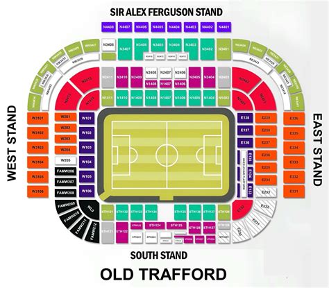 Old Trafford Seating Chart with Rows and Seat Numbers 2024