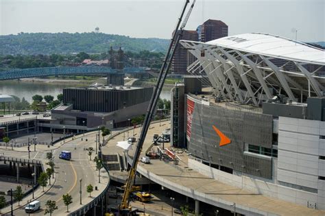 Why were there large cranes outside the Bengals' stadium?