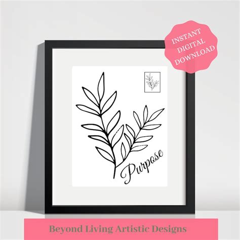 Purpose Inspirational Word Wall Art, Wall Decor, Printable Art, Minimal ...