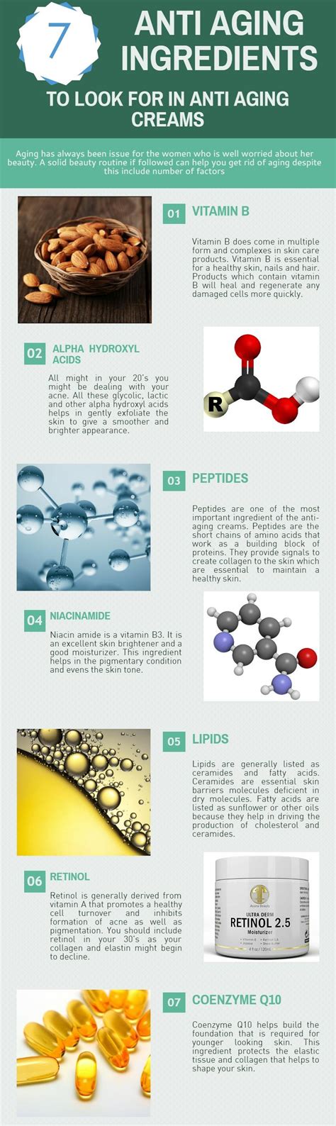 7 Anti Aging Ingredients To Look For in Creams- Infographic – Dermology.us